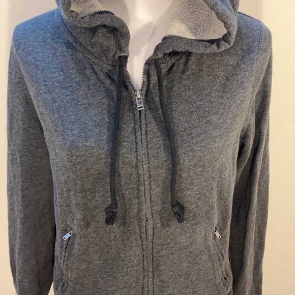 Aerie Gray Hooded Zip Up Sweatshirt - Picture 2 of 8